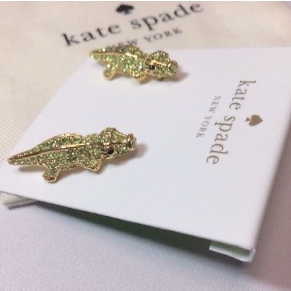 NEW Kate Spade Swamped Alligator Crystal🐊Earrings - Picture 2 of 3